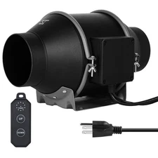 4" Inline Duct Fan with 10-speed Controller 214 CFM Ventilation Exhaust Fan