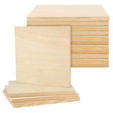 15 Pack 8 x 8 Inch Wood Canvas Panels, Unfinished Square Canvas Panels Boards...