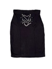 Vntg Fredericks of Hollywood Black Skirt w/ Chain Made In USA Size Large(C19)