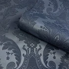 Belgravia Amara Floral Damask Shiny Textured Wallpaper - Navy Blue 7371