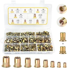 Rivet Nut Tool Kit, 320Pcs SAE & Metric Rivet Nut Assortment Kit (M3-M6, #6-32, 