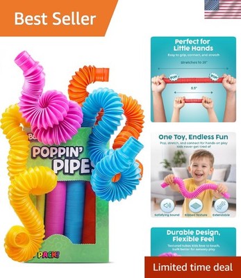 STEM Learning with Safe 4-Pack Pop Tubes - Vibrant Sensory Toys for Ages 3+