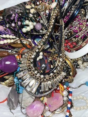 5lbs + Vintage/Modern Costume Jewelry Lots Mix Box Wearable Pieces.