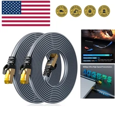Cat 8 Ethernet Cable 6 FT 2 Pack, 40Gbps 2000Mhz High Speed Cat8 Network LAN ...