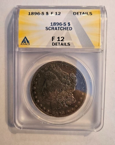 1896-S KEY DATE MORGAN DOLLAR / ANACS FINE 12 /DETAILS
