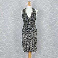 Etincelle Couture Art Deco Style Beaded Knitted Dress Black & White UK 8