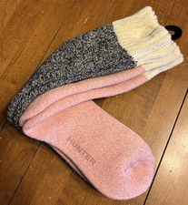 New Hunter Women's 2 Pair Cushioned Boot Knit Socks One Size Fits Most Pink/Grey