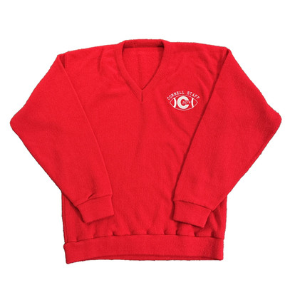 Vintage Cornell University Sweater Men Large Red C 50s Staff Football Knit