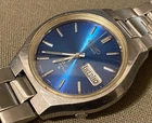 Vintage April 1974 Seiko DX 6106-8656 Blue Sunburst Automatic 17J Watch