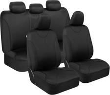 Black Car Seat Covers Full Set - Universal Fit Matching Set Seat Covers for T...