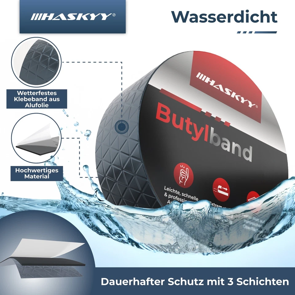 Bitumenband Butyltape Klebeband Reparaturband 10 cm*10 m Wasserdichtes Butylband - Bild 3 von 4