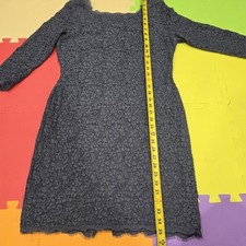 Adrianna Papell Gray Floral Lace Sheath Dress Long Sleeve Size 12 Lined