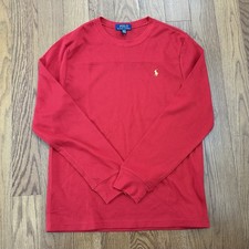 Polo Ralph Lauren Boys Long Sleeve Shirt Red XL 18-20 Crewneck Cotton Blend NWT