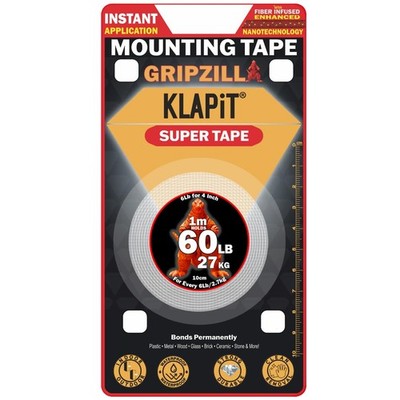 Super Tape GRIPZILLA 1m (40in) Heavy Duty Double-Sided Nano Mounting Tape, Ho...