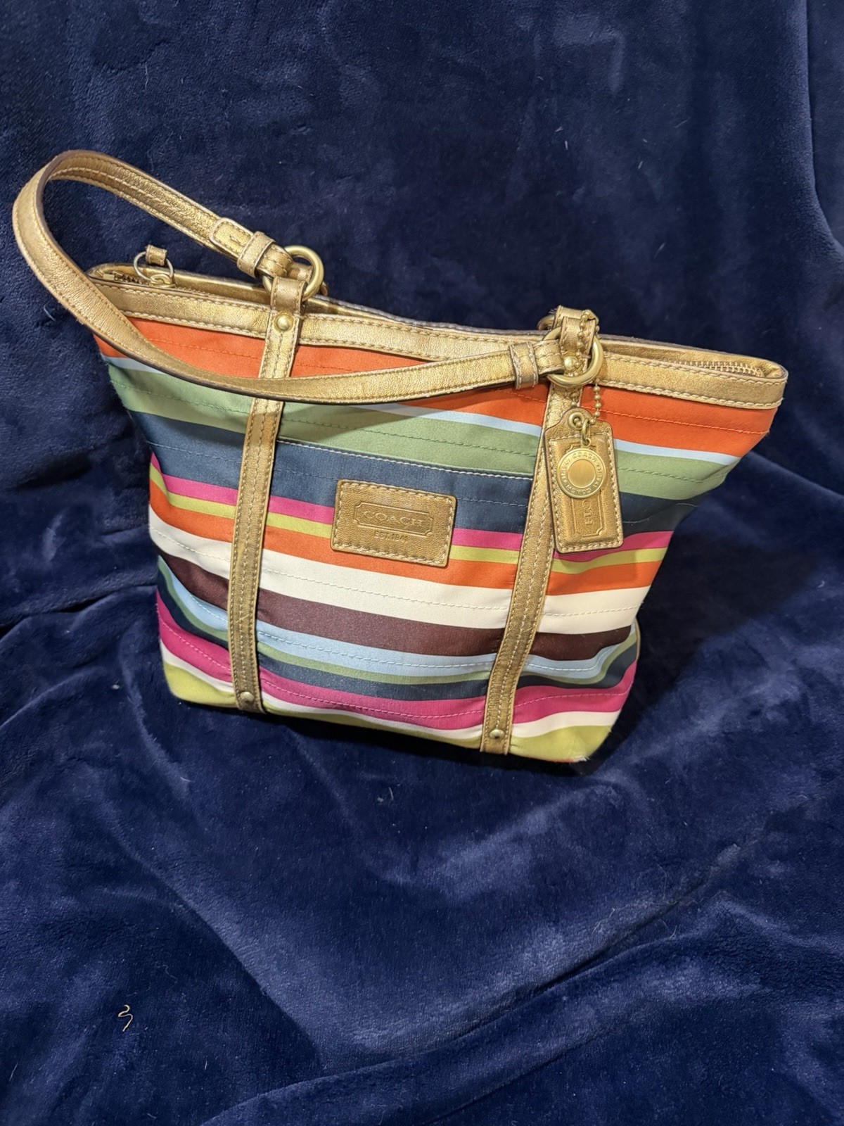 Coach Legacy Stripe Sateen Leather Trim - Gem