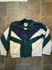 Vintage 90s Nike Windbreaker Mens XL Blue Big Swoosh Logo Reversible Zip Jacket