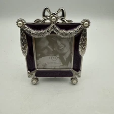Lenox Enameled miniature Picture Frame Ornate Victorian style jeweled Pearls