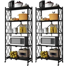 2 Foldable 5-Tier Storage Shelving Unit Garage Shelf Organizer Holder Heavy Duty
