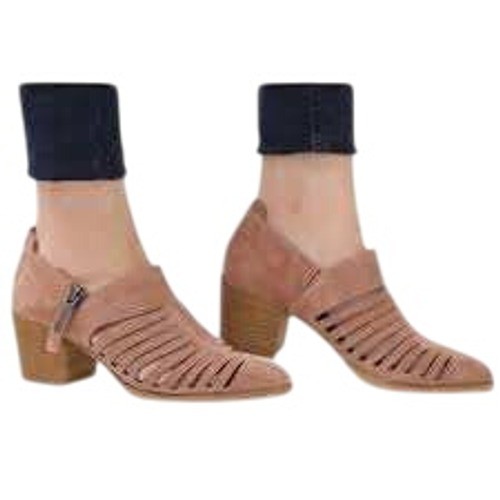 1.State Arnet Blush Suede Cutout Ankle Booties Low Heel Size 8.5