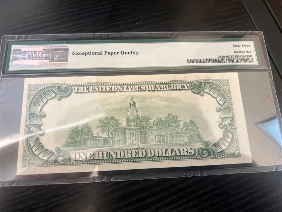 1950-B $100 FR Minneapolis  Fr. 2159-I PMG 63 Serial I00852428A Uncirculated - Image 2 of 2