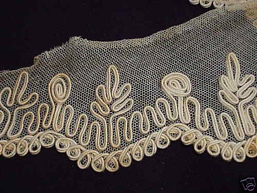 Vintage Unique rare Antique Beige Collar heavy detail French Soutache - Picture 2 of 3