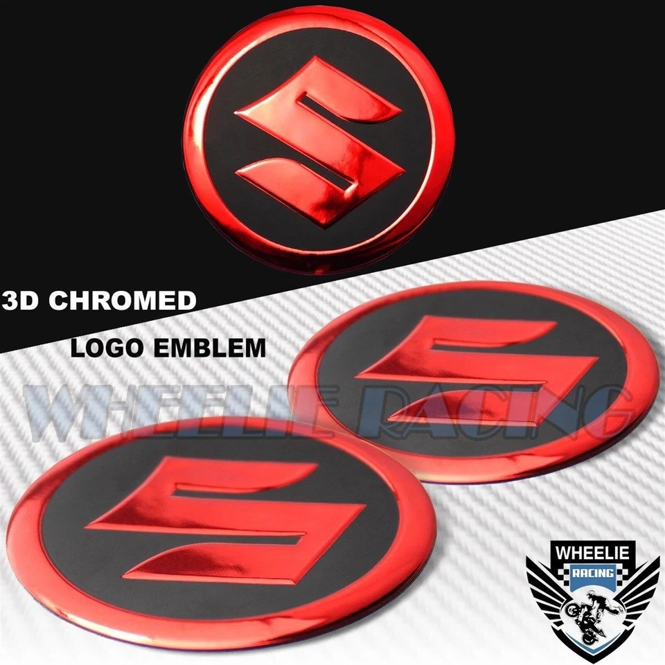 ЧЕРНЫЙ + ХРОМИРОВАННЫЙ КРАСНЫЙ PRO ЗАХВАТ ТОПЛИВНОГО БАКА ПОДУШЕЧКА + 2 «SUZUKI 3D ЛОГОТИП ОБТЕКАТЕЛЬ ЭМБЛЕМА НАКЛЕЙКА - Изображение 2 из 4