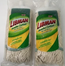 Lot of 2 Libman Jumbo Cotton Wet Mop Refill 130 Jumbo 10.5 in. NIP