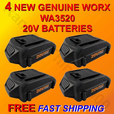 4 Genuine WORX WA3520 Batteries 20V 1.5Ah Li-Ion - Powershare Platform New