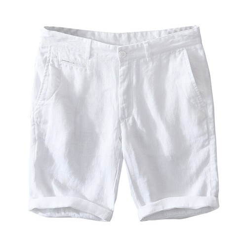 Herren Leinenmischung Shorts lässig locker einfach halbe Hose Strandhose Sommer dünn - Bild 5 von 18