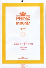 Prinz Scott Stamp Mount 223/187 mm - BLACK - Pack of 3 (223x187  187mm)  PRECUT