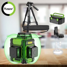 Huepar 12 lines 3D Self-Leveling Cross Line Laser Level Hard Case+143cm Tripod
