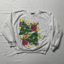 Vintage 90s Christmas Sweatshirt Boys Size Small (6) Tree Art Pullover USA Made