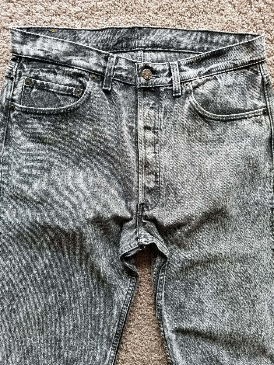 Vintage Levis 501xx Black Acid Wash Jeans 34x36 UK