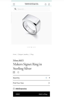 Tiffany 1837™ Makers Signet Ring in Sterling Silver (Size O) (RRP