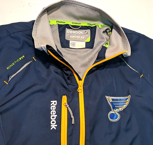 St. Louis Blues Hockey Jacket Reebok NHL Center Ice Collection Men's L Blue Gold