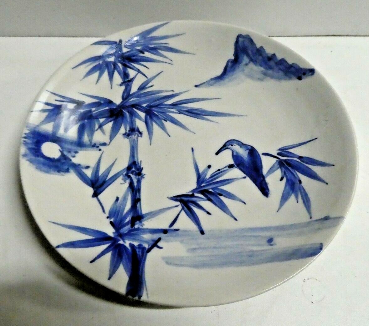 Vintage Blue and White Hand-Painted Chinese Bird Ceramic Wall Plate