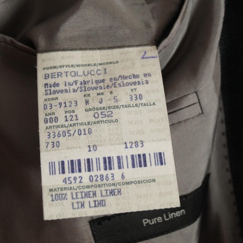 HUGO BOSS Men Linen Blend Blazer Size XL EU52 UK42 Notch Lapel Grey No Pattern - Picture 6 of 11