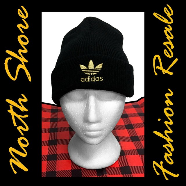 black and gold adidas beanie