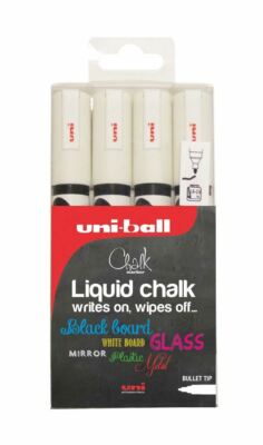 Uni-Ball PWE-5M Weiß Flüssigkreide Tafel Marker Stift Non-Permanent Set 4 Stück