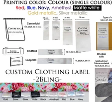 Sew-on Satin Clothing label tag Personalised Custom Print Endfold Centerfold