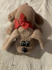 Tonka 1980s Vintage Pound Puppies Tan Plush With Red Bow