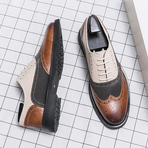 Men's Leather Lace-up Oxford Flat Shoes Handmade Casual Leather Formal Footwear - Picture 10 of 26