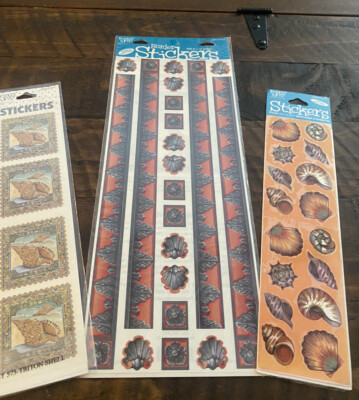 Frances Meyer Vtg Seashell Border Stickers & 2 Pkgs Sea Shell Stickers NIP