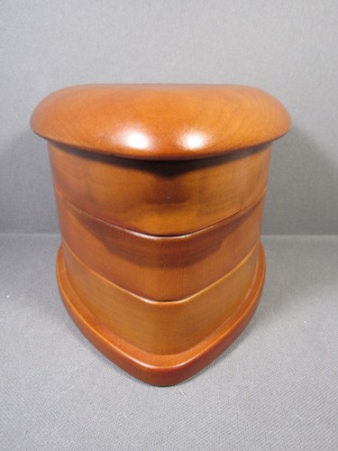 Portagioie girevole in legno 6" x 4,25" foderato in feltro 3 scomparti bigiotteria - Foto 4 di 13