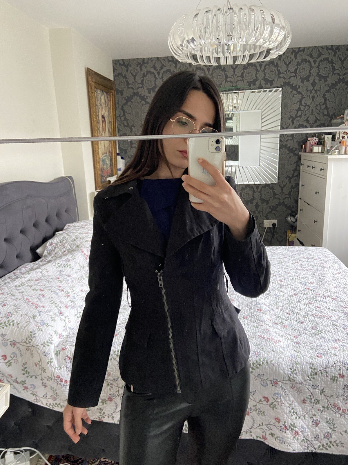 Zara Basic Vintage Black Structured Jacket Size M - image 1