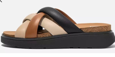 FITFLOP GEN FF PADDED STRAP LEATHER SLIDES LATE BEIGE  display picture 1