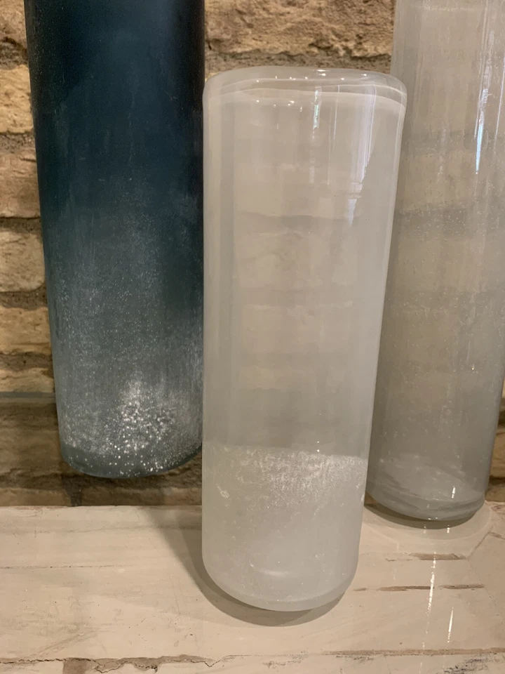Pottery Barn Formentera Glass Vase 4 Piece Set Blue And White Home Decor - Image 4 of 4
