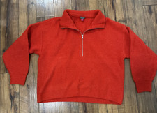 Vince Camuto XXL Women Half Zip Sweater Red Orange Pullover Long Sleeve Acrylic