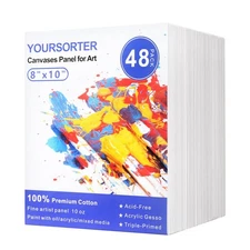Canvases for Painting 48 Pack, 8x10 inch Blank Canvas Boards, Primed Acid-Fre...