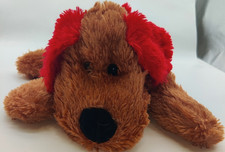 16" Brown Puppy Dog Plush Red Ears Heart Patch Stuffed Animal Valentine Lovey